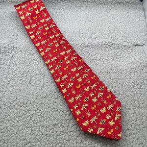 Salvatore Ferragamo silk tie, moth-insect design great condition. Vintage